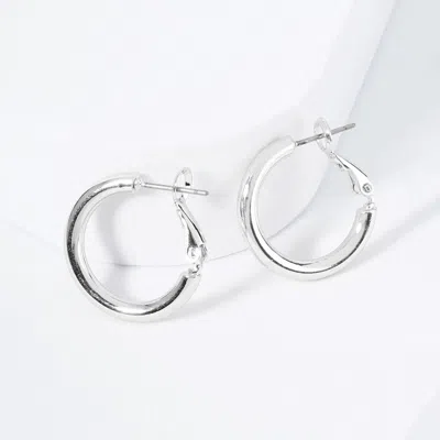 Fashnzfab Rhodium Plated Hypoallergenic Classic Hoop Earrings In Silver