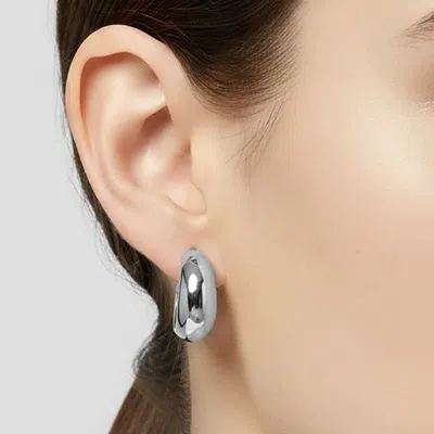 Fashnzfab Rhodium Plated Hypoallergenic Hoop Earrings In Silver
