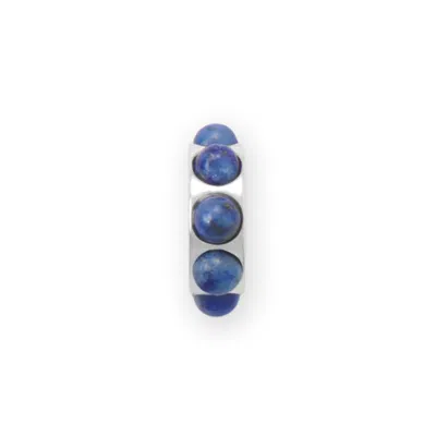 Fashnzfab Rhodium Plated Lapis Wheel Bead Charm In Blue