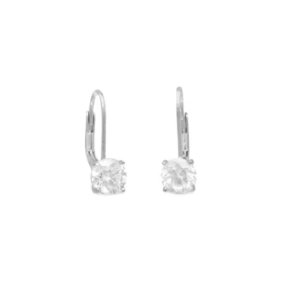 Fashnzfab Rhodium Plated Lever Back Cz Earrings In Purple