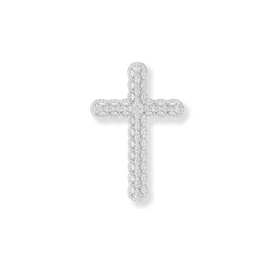 Fashnzfab Rhodium Plated Ornate Cz Cross Slide In Neutral