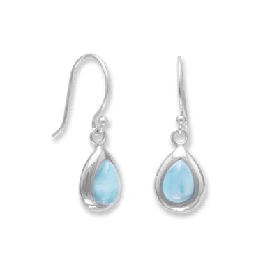 Fashnzfab Rhodium Plated Pear Shape Larimar Earrings In Purple