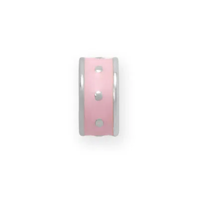 Fashnzfab Rhodium Plated Pink Enamel Inlay Dotted Wheel Bead Charm