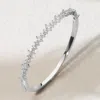 Fashnzfab Rhodium Plated Square Round Shaped Cz Stone Lined Statement Hinged Bangle Bracelet Silver In Silver