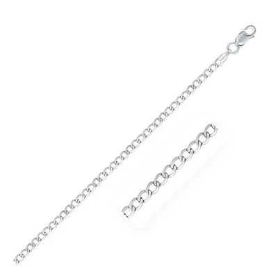 Fashnzfab Rhodium Plated Sterling Silver Curb Style Chain (3.00 Mm) In Multi