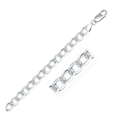 Fashnzfab Rhodium Plated Sterling Silver Curb Style Chain (7.90 Mm) In Multi
