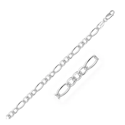 Fashnzfab Rhodium Plated Sterling Silver Figaro Style Chain (5.40 Mm)