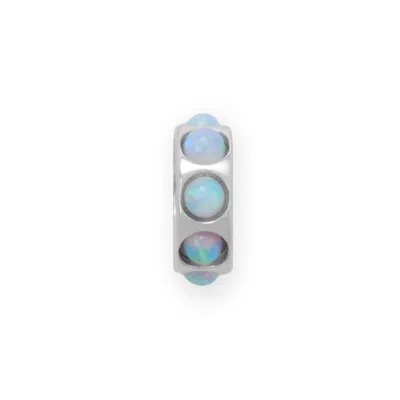 Fashnzfab Rhodium Plated Synthetic Opal Wheel Bead Charm In Purple