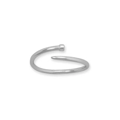 Fashnzfab Rhodium Plated Wrap Nail Ring In Silver