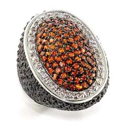 Fashnzfab Rhodium + Ruthenium Brass Ring With Aaa Grade Cz In Multi Color
