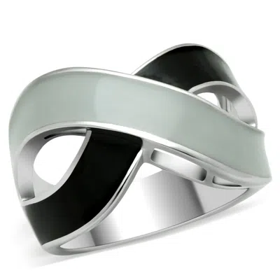 Fashnzfab Rhodium Stainless Steel Ring With Epoxy In No Stone In Multi