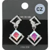 Fashnzfab Rhombus Cz Stone Cluster Dangle Butterfly Pointed Evening Earrings - Ab, Clear, Rhodium In Multi