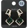 Fashnzfab Rhombus Cz Stone Cluster Dangle Butterfly Pointed Evening Earrings - Clear, Emerald, Gold In Gold