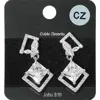 Fashnzfab Rhombus Cz Stone Cluster Dangle Butterfly Pointed Evening Earrings - Clear, Rhodium In White