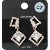 Fashnzfab Rhombus Cz Stone Cluster Dangle Butterfly Pointed Evening Earrings - Clear, Rose Gold In Gold