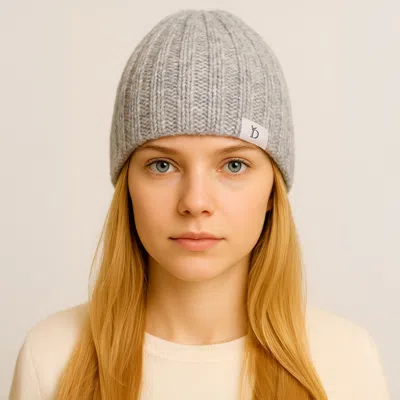 Fashnzfab Rib Knitted Winter Beanie Hat In Gray