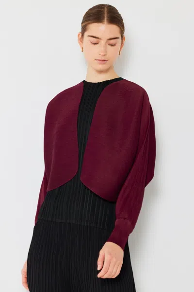 Fashnzfab Rib Pleated Puff Sleeve Bolero Cardigan In Pink