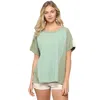 Fashnzfab Ribbed And Solid Mixed Raw Edge Top In Multi