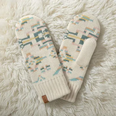 Fashnzfab Ribbed Cuff Aztec Patterned Knit Winter Mittens In Multi