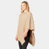 Fashnzfab Ribbed Faux Fur Poncho In Gray