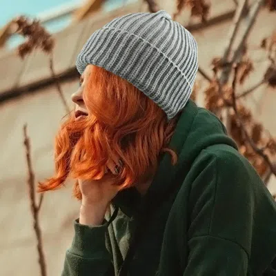 Fashnzfab Ribbed Knit Cuffed Beanie Hat In Gray