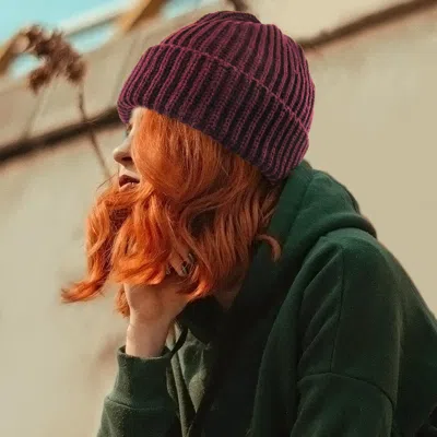 Fashnzfab Ribbed Knit Cuffed Beanie Hat In Pink