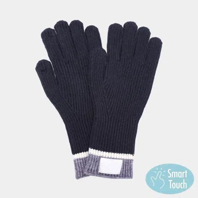 Fashnzfab Ribbed Knit Smart Touch Gloves In Blue