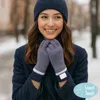 Fashnzfab Ribbed Knit Smart Touch Gloves In Gray