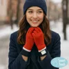 Fashnzfab Ribbed Knit Smart Touch Gloves In Red