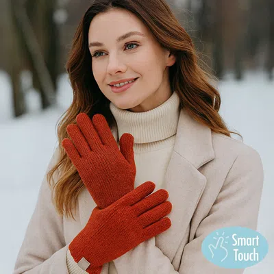 Fashnzfab Ribbed Knit Smart Touch Gloves In Red