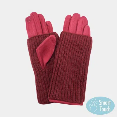 Fashnzfab Ribbed Knit Smart Touch Gloves In Red