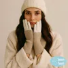 Fashnzfab Ribbed Knit Smart Touch Gloves In Sand