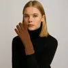 Fashnzfab Ribbed Knit Solid Long Winter Gloves In Brown