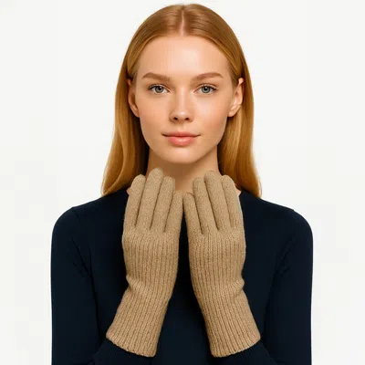Fashnzfab Ribbed Knit Solid Long Winter Gloves In Brown