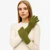 Fashnzfab Ribbed Knit Solid Long Winter Gloves In Green
