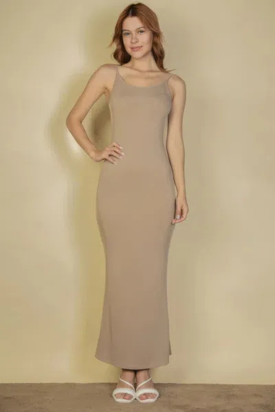 Fashnzfab Ribbed Mermaid Hem Camisole Maxi Dress In Grey