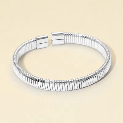 Fashnzfab Ribbed Metal Cuff Bracelet In Purple