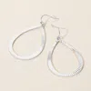 Fashnzfab Ribbed Metal Open Teardrop Dangle Earrings - Silver In White