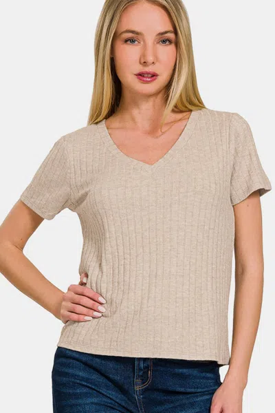 Fashnzfab Ribbed Short Sleeve T-shirt In Multi