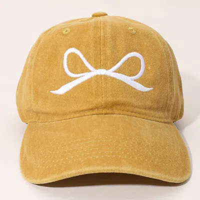 Fashnzfab Ribbon Embroidered Baseball Cap In Yellow
