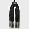 Fashnzfab Ribbon Flower Accented Scarf In Black