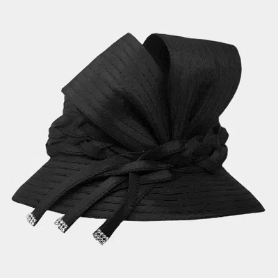 Fashnzfab Ribbon Pointed Braided Band Dressy Hat In Black