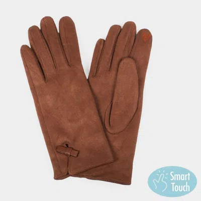 Fashnzfab Ribbon Pointed Touch Smart Gloves In Brown