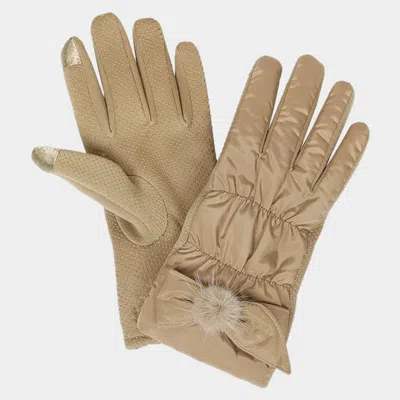 Fashnzfab Ribbon Shirring Smart Touch Gloves In Green