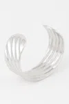 Fashnzfab Ridged Cuff Bracelet With Structured Design In Silver