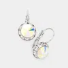 Fashnzfab Rivoli Cut Genuine Crystal Lever Back Earrings - Ab In Gray