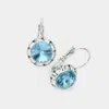 Fashnzfab Rivoli Cut Genuine Crystal Lever Back Earrings - Aqua In Blue