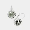 Fashnzfab Rivoli Cut Genuine Crystal Lever Back Earrings - Black Diamond In Gray