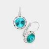 Fashnzfab Rivoli Cut Genuine Crystal Lever Back Earrings - Blue Zircon In Blue