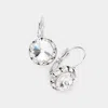 Fashnzfab Rivoli Cut Genuine Crystal Lever Back Earrings - Clear In Metallic